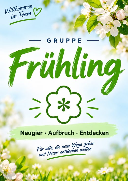 Gruppenplakat Frühling: Neugier, Aufbruch, Entdecken